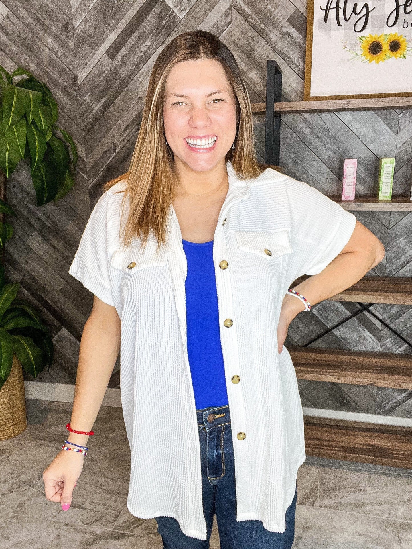 Jordyn Ribbed Button Down Top (Assorted)