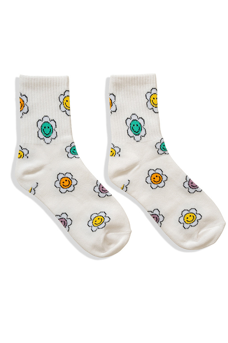 Smile Flower Crew Socks