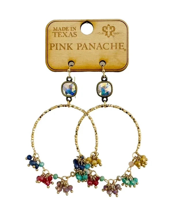Bronze Hoop Earring with Multi color beads by Pink Panache