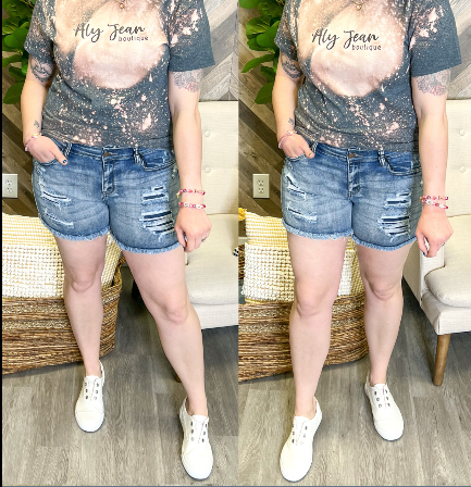 Mid-Rise Patch Washed Out Shorts By Judy Blue *Final Sale*