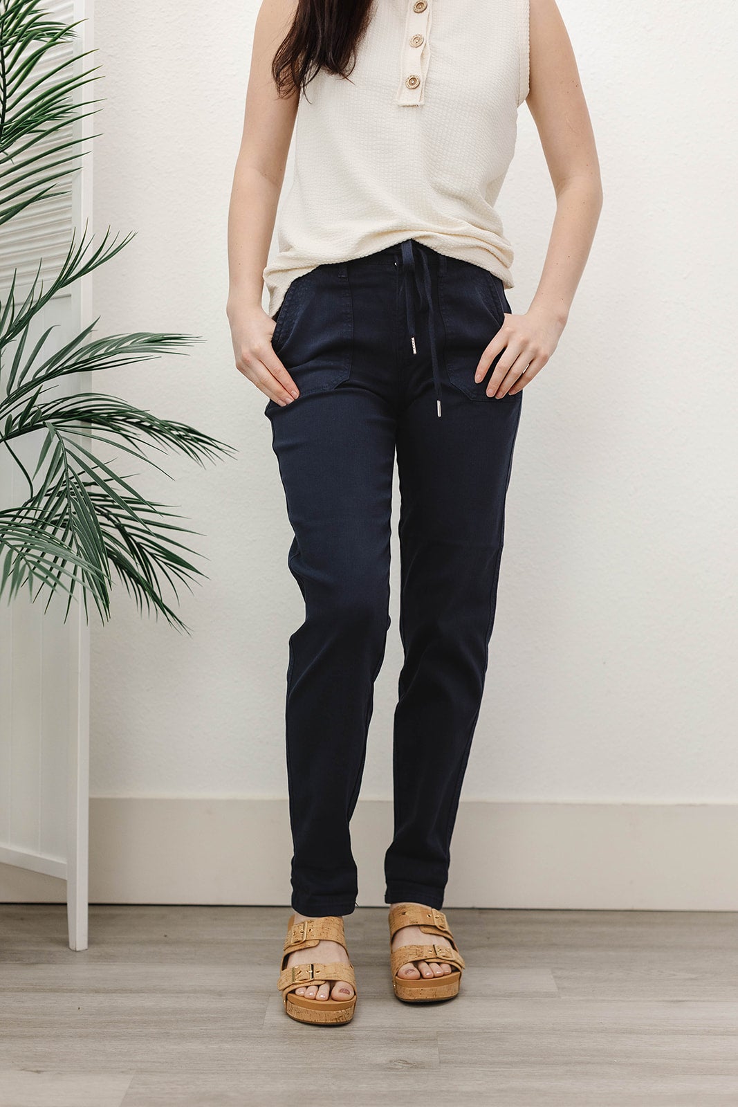 Navy Cuffed Joggers by Judy Blue