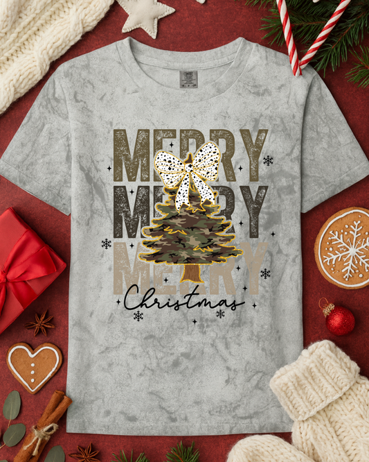Camo Tree Christmas Graphic Top (4 Shirt Options)