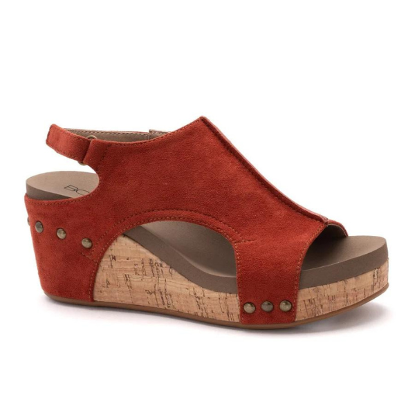 Rust Suede Carly Sandal By Corkys