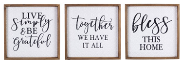 Wood Framed Embossed Sign (3 Assorted)