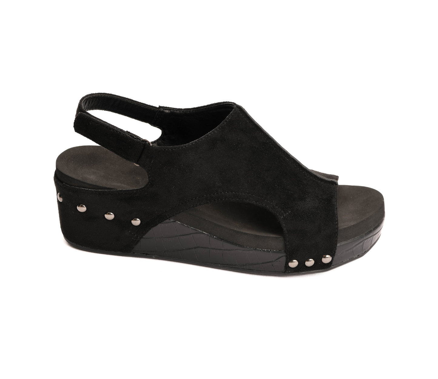 Black Suede Croco Volta II Sandal By Corky's