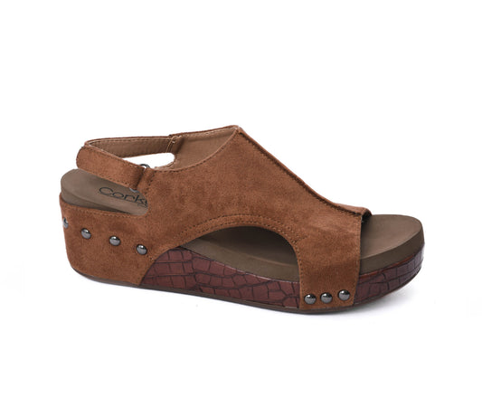 Brown Suede Croco Volta II Sandal By Corky's