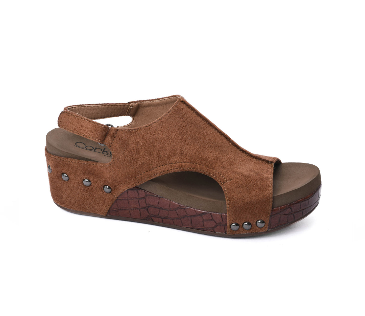 Brown Suede Croco Volta II Sandal By Corky's