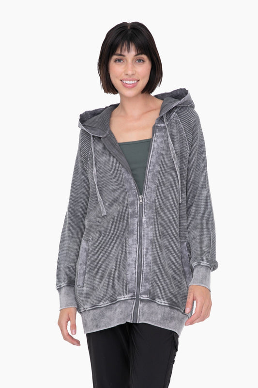 Oversized Mineral Wash Zip-Up Hoodie (Assorted)