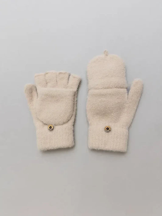 Cozy Knit Convertible Fingerless Gloves W/Mitten Flap (Assorted)
