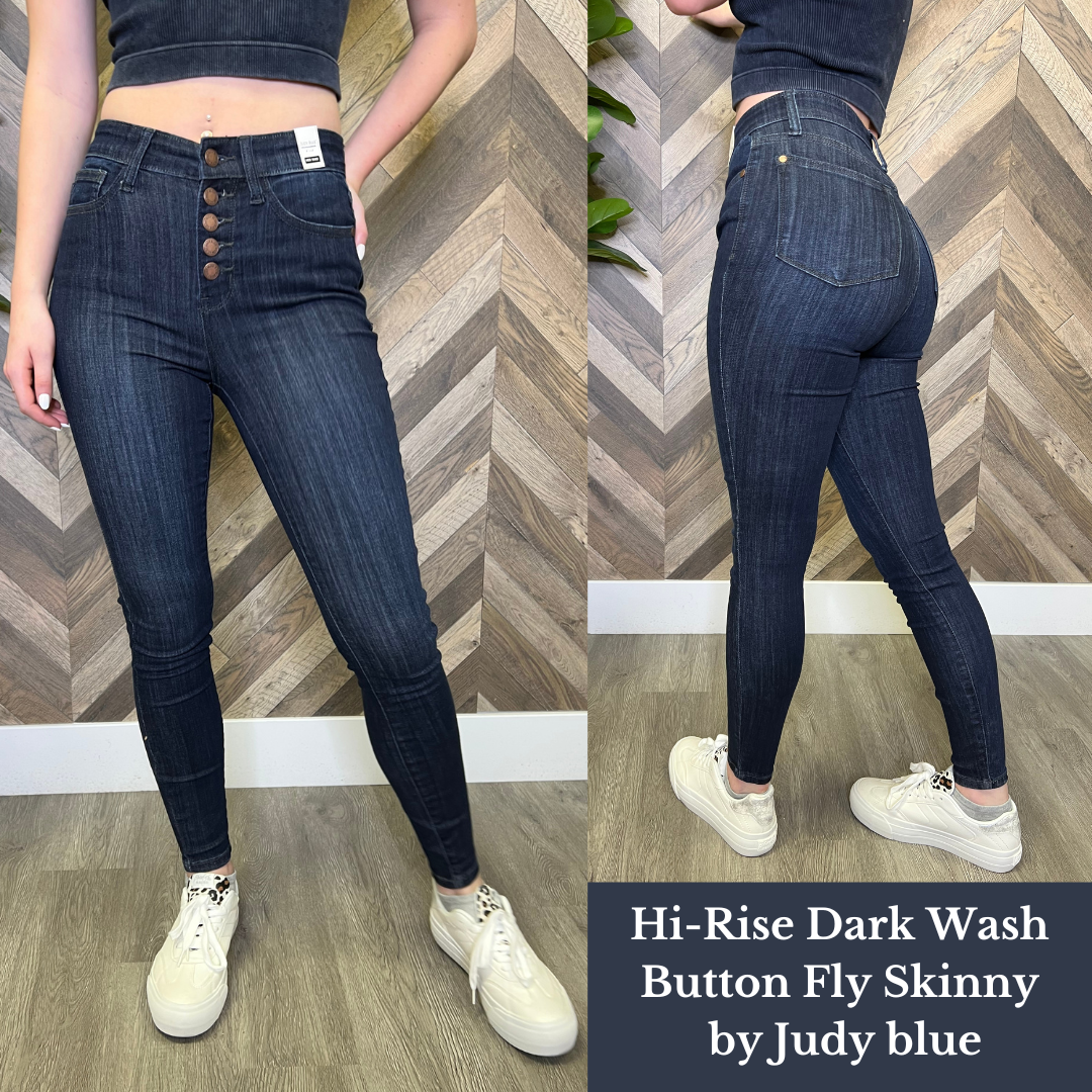 Hi-Rise Dark Wash Button Fly Skinny by Judy blue