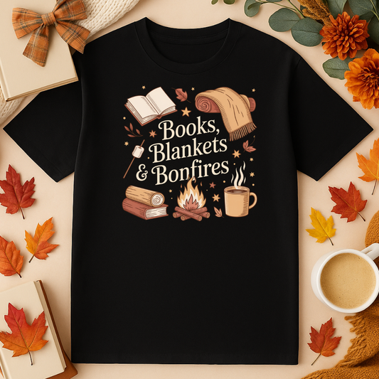 Books, Blankets & Bonfires Tee