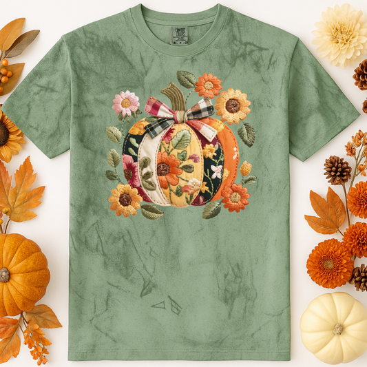 Embroidered Floral Pumpkin Tee