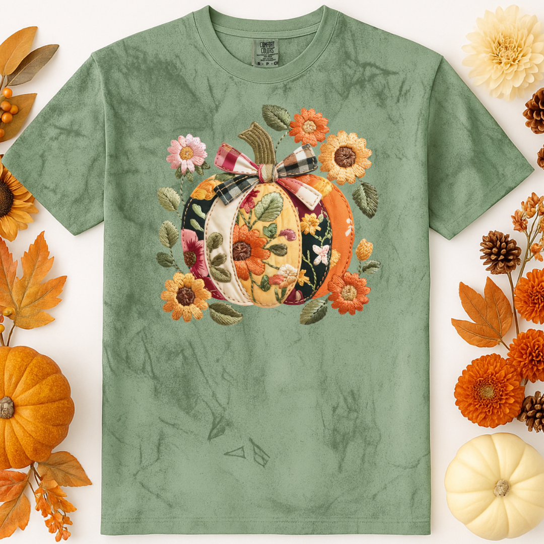 Embroidered Floral Pumpkin Tee