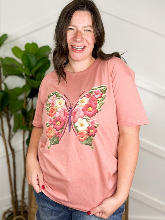 Embroidered Butterfly Tee