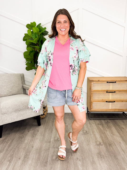 Reg/Plus- Blushing Blooms Cardigan