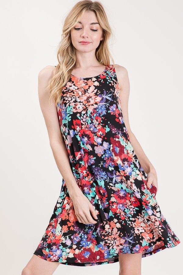 Eliza Sleeveless Multi- Color Floral Dress