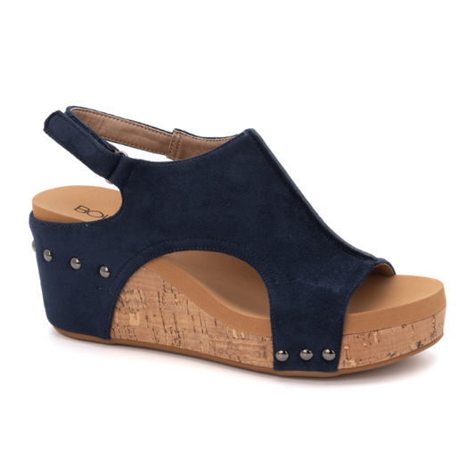 Navy Suede Carly Sandal By Corkys