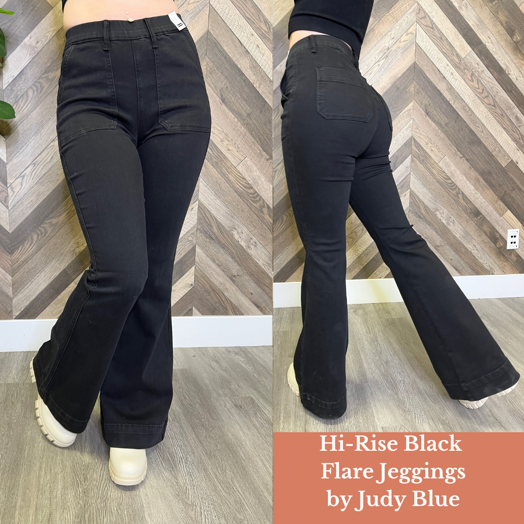 Hi Rise Black Flare Jeggings *Final Sale*