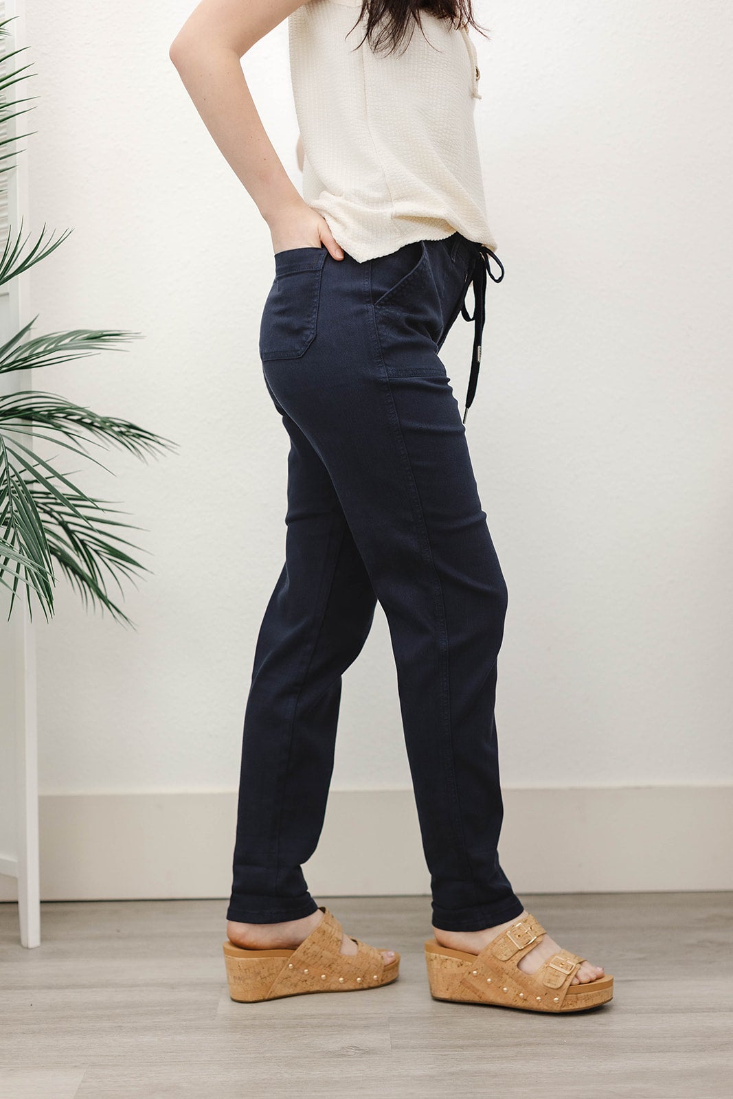 Navy Cuffed Joggers by Judy Blue