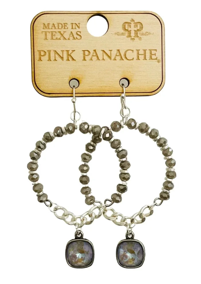 Grey Beaded Circle Earring By Pink Panache