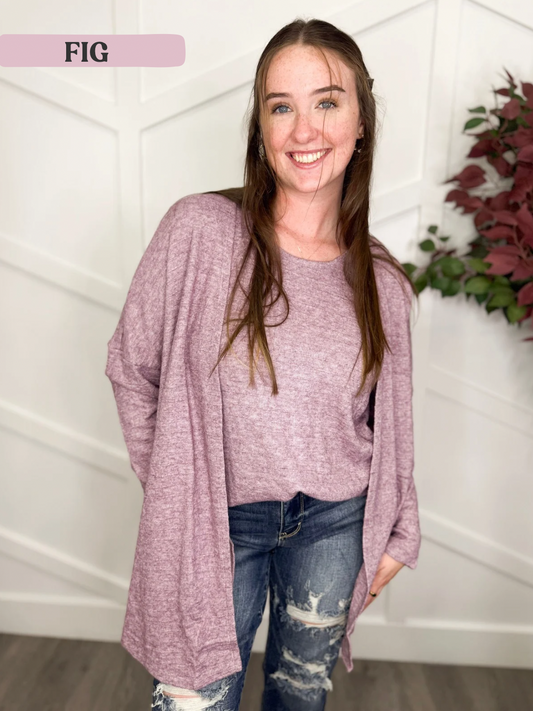 Reg/Plus-Cozy Confessions Hacci Tank & Cardigan Set