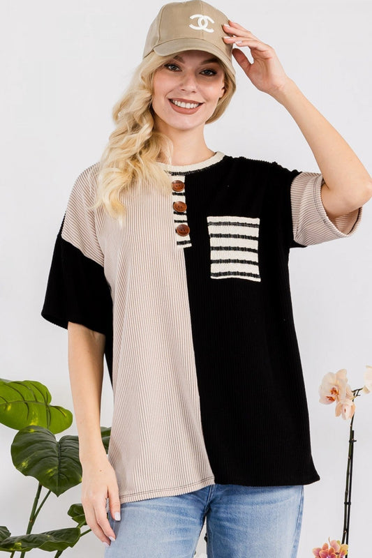 Quinn Ribbed Contrast Top (Assorted)