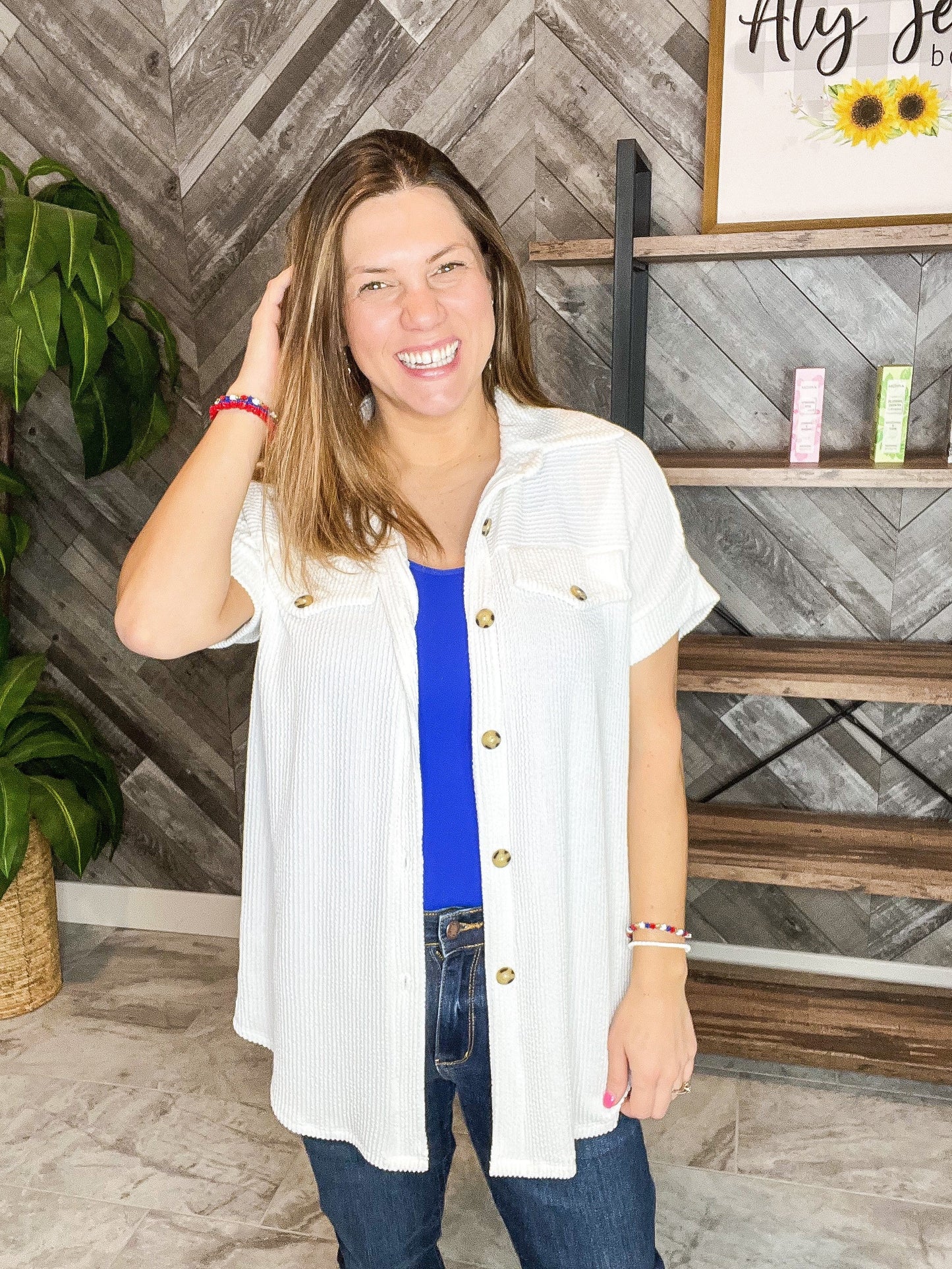 Jordyn Ribbed Button Down Top (Assorted)
