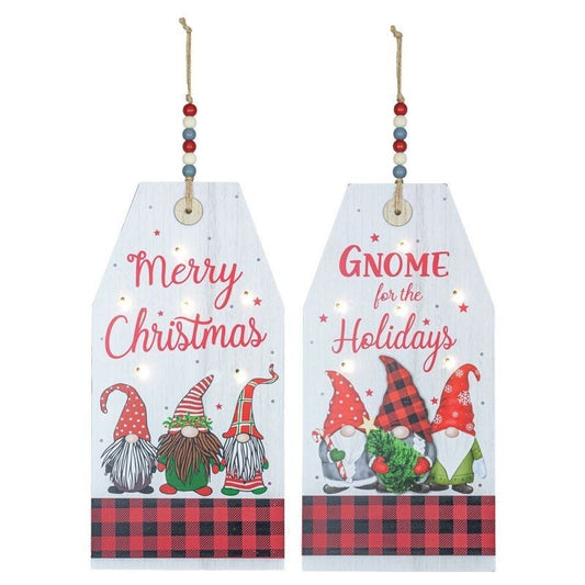 Merry Gnome Tag Hanger with Lights 2 Asst