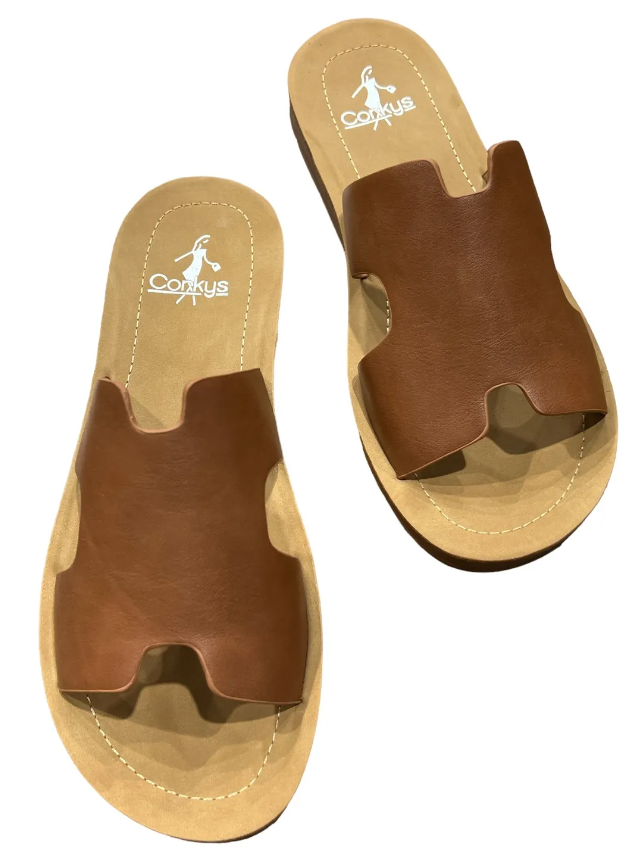 Cognac Smooth Bogalusa Sandal By Corky's